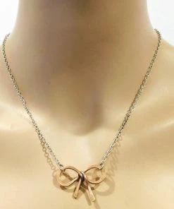 Lexi Butler Designs Copper And Silver Filled Wire Wrapped Bow Tie Necklace