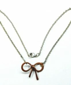Lexi Butler Designs Copper And Silver Filled Wire Wrapped Bow Tie Necklace