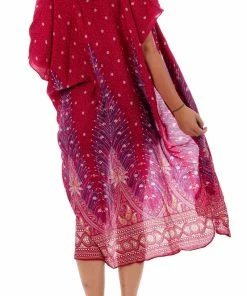 Napat Coral Pink Peacock Kimono