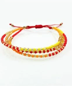 AMIU Handmade Store Jewelry Orange And Yellow Crystal Glass Beads Friendship Bracelet