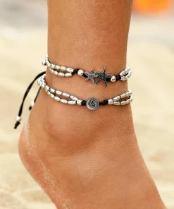17KM Official Store Jewelry Double Layer Beach Pendant Anklet W Om & Elephant Charm