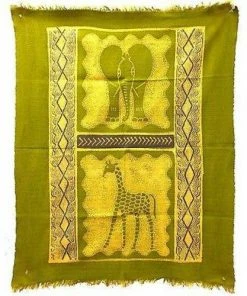 Tonga Textiles Accessories Elephant And Giraffe Batik In Lime/Periwinkle (GC)
