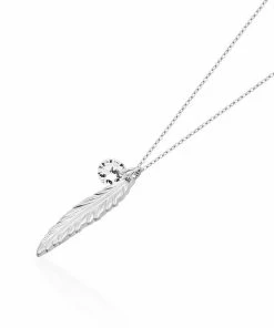 TZARO JEWELRY Feather Necklace, Silver Plated Feather And Birthstone Necklace, Elegant Necklace