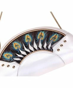 Bellorita Boho Bags Feather White Crossbody Clutch