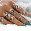 17KM Official Store Jewelry Flower Ring Set With Tibetan Rings - 7 Pcs