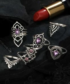 17KM Official Store Jewelry Flower Ring Set With Tibetan Rings - 7 Pcs