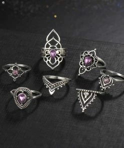 17KM Official Store Jewelry Flower Ring Set With Tibetan Rings - 7 Pcs