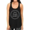 TSF Design Food Friends Sunshine Womens Black Graphic Tanks Letter Printed Top Boho Tops