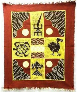 Tonga Textiles Four Creatures Batik In Red/Maroon (GC)