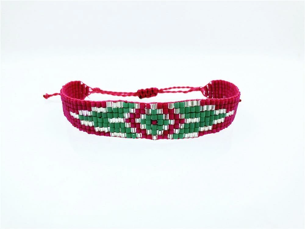 AMIU Handmade Store Red & Green Braided Friendship Bracelet Jewelry 3 AMIU Handmade Store Red & Green Braided Friendship Bracelet Jewelry