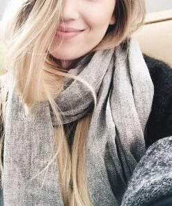 SLATE + SALT Gauze Heathered Gray Cashmere Scarf