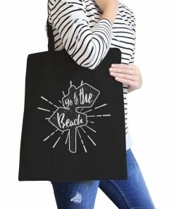 TSF Design Boho Bags Go To The Beach Black Canvas Bags