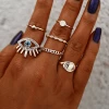 17KM Official Store Gold & Blue Evil Eye & Heart Knuckle Ring Set
