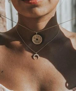 17KM Official Store Gold Boho Moon Layered Necklace