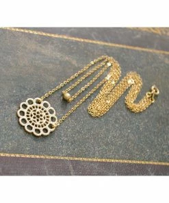 BellaJoo Jewelry Gold Double Strand Lace Necklace