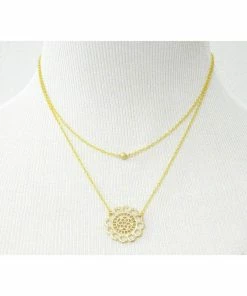 BellaJoo Jewelry Gold Double Strand Lace Necklace