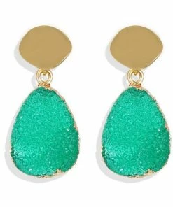 17KM Official Store Gold Green Leaf Earrings