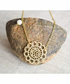 BellaJoo Jewelry Gold Lace Necklace