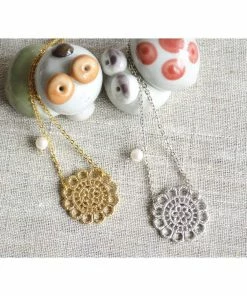 BellaJoo Jewelry Gold Lace Necklace