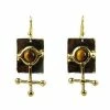 Brass Images (E) Gold Tiger Eye Ball And Jack Brass Earrings (GC) Jewelry