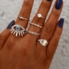 17KM Official Store Jewelry Golden Turquoise Evil Eye Boho Ring Set
