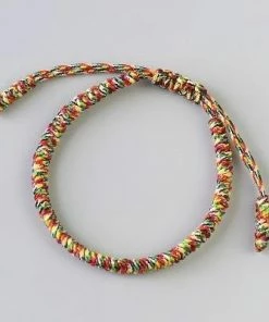 AMIU Handmade Store Red, Blue & Rainbow Tibetan Bracelet Stack