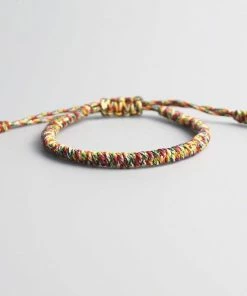 AMIU Handmade Store Red, Blue & Rainbow Tibetan Bracelet Stack