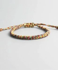 AMIU Handmade Store Red, Blue & Rainbow Tibetan Bracelet Stack