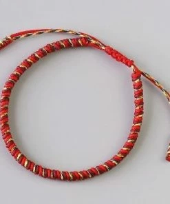 AMIU Handmade Store Red, Blue & Rainbow Tibetan Bracelet Stack