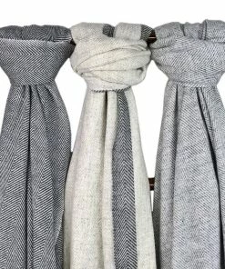 SLATE + SALT Gray Herringbone Cashmere Scarf