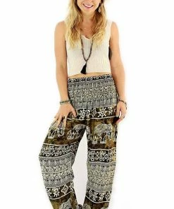 Napat Green Ancient Elephant Harem Pants