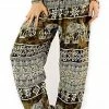 Napat Green Ancient Elephant Harem Pants