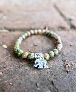 One Tribe Apparel Green Elephant Bracelet - Wealth & Intelligence Jewelry