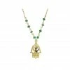 Fronay Collection Green Jade Golden Hamsa Hand Necklace