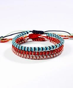 Minghong Wang's Store Handmade Knots Rope Buddha Lucky Charm Tibetan Bracelet Jewelry