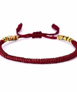 Minghong Wang's Store Handmade Knots Rope Buddha Lucky Charm Tibetan Bracelet Jewelry