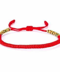 Minghong Wang's Store Handmade Knots Rope Buddha Lucky Charm Tibetan Bracelet Jewelry