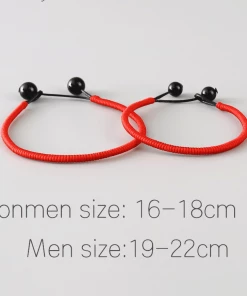 AMIU Handmade Store Jewelry Orange Red Buddhist Tibetan Bracelets With Black Onyx Beads