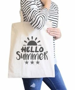 TSF Design Hello Summer Sun Natural Canvas Bags Boho Bags
