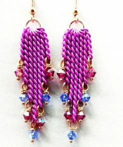 Lexi Butler Designs Jewelry Hot Pink Tassel Chain Crystal Earrings