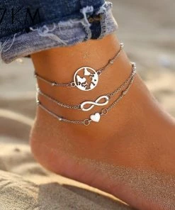 17KM Official Store Infinity Charm & Om Symbol Bohemian Anklet