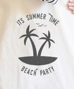 TSF Design It's Summer Time Beach Party Natural Canvas Bags Boho Bags