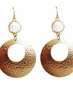 Christy Jean Boutique Leah Geometric Mother Of Pearl Earring In Gold