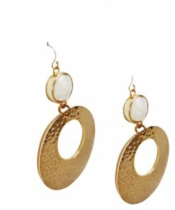 Christy Jean Boutique Leah Geometric Mother Of Pearl Earring In Gold