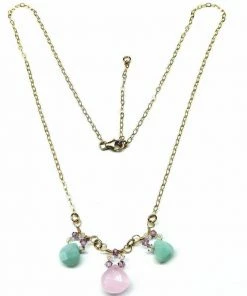 Lexi Butler Designs Light Pink And Mint Gemstone 14 Kt Gold Filled Necklace Jewelry
