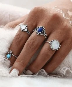 One Tribe Apparel Jewelry Lily Moonstone Boho Ring Set