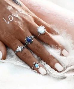 One Tribe Apparel Jewelry Lily Moonstone Boho Ring Set