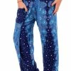 Napat Liquid Blue Plume Peacock Harem Pants