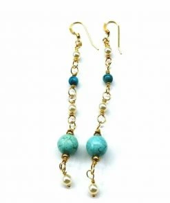 Lexi Butler Designs Long 14 K Gold Filled Turquoise Pearl Earrings 11 Lexi Butler Designs Long 14 K Gold Filled Turquoise Pearl Earrings