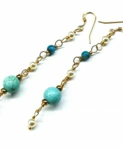 Lexi Butler Designs Long 14 K Gold Filled Turquoise Pearl Earrings 12 Lexi Butler Designs Long 14 K Gold Filled Turquoise Pearl Earrings